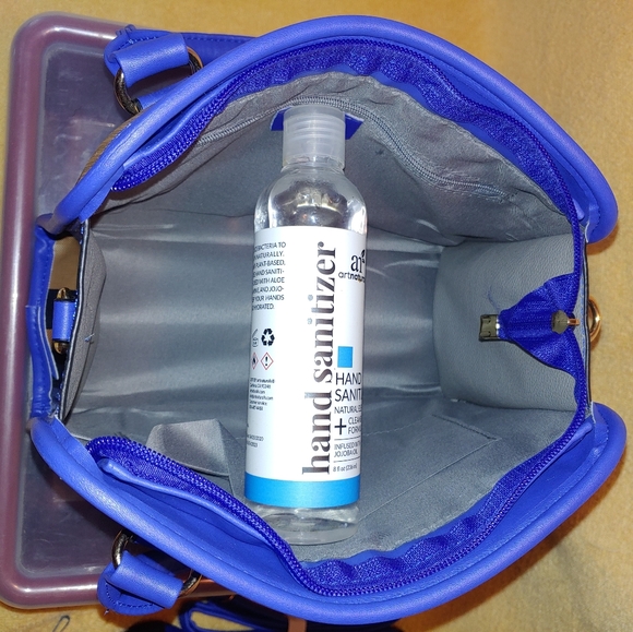 Handbag/Purse Plaid Trimmed in Blue with Matching Double Zip Wallet - Picture 4 of 9